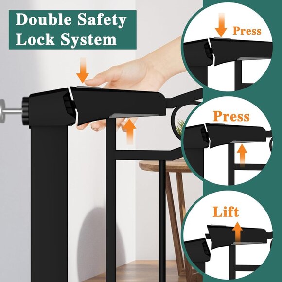 Black Wide Baby Gate with Door-Walk - Picture 3 of 9